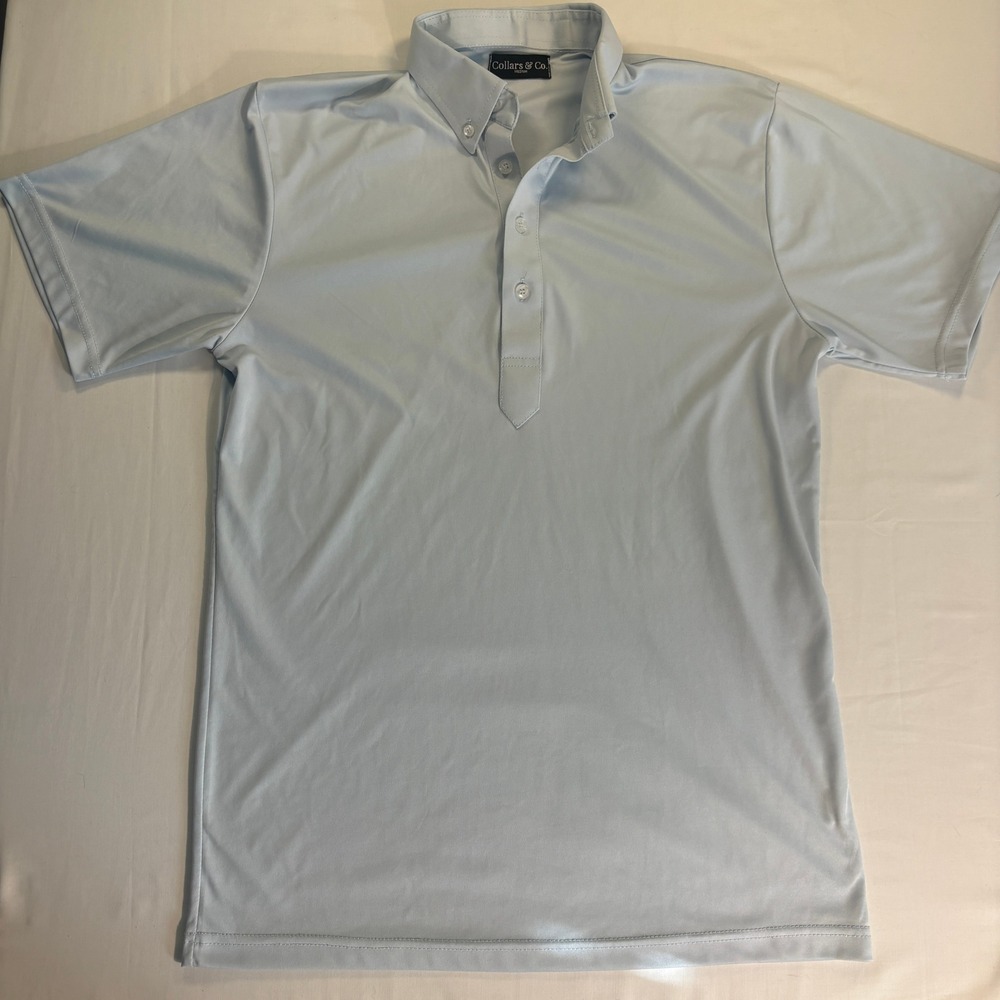 Collars & Co Mens Medium Light Grey Short Sleeve Button Down Performance Polo